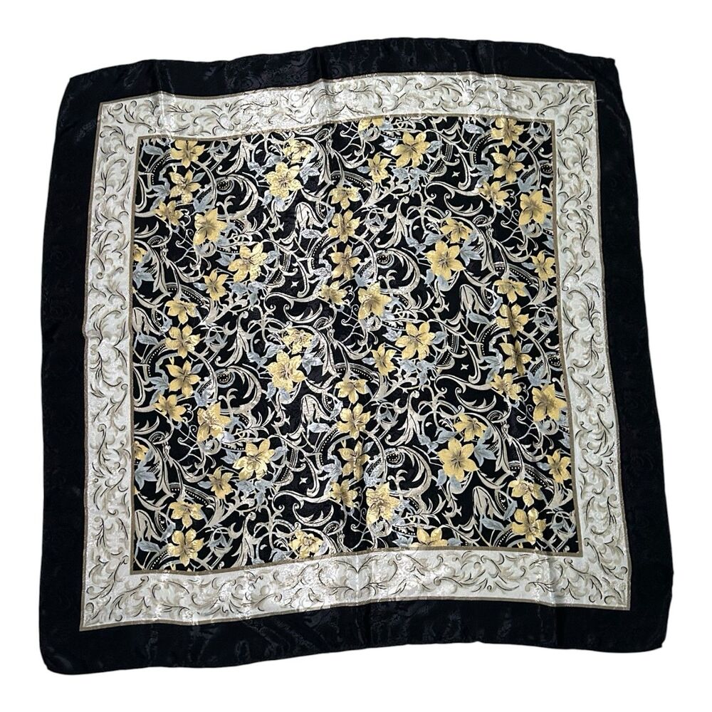 Beige and Black Scarf for women Square 31" X 31"